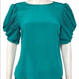 NWT Antonio Melani blue-green silk blouse
